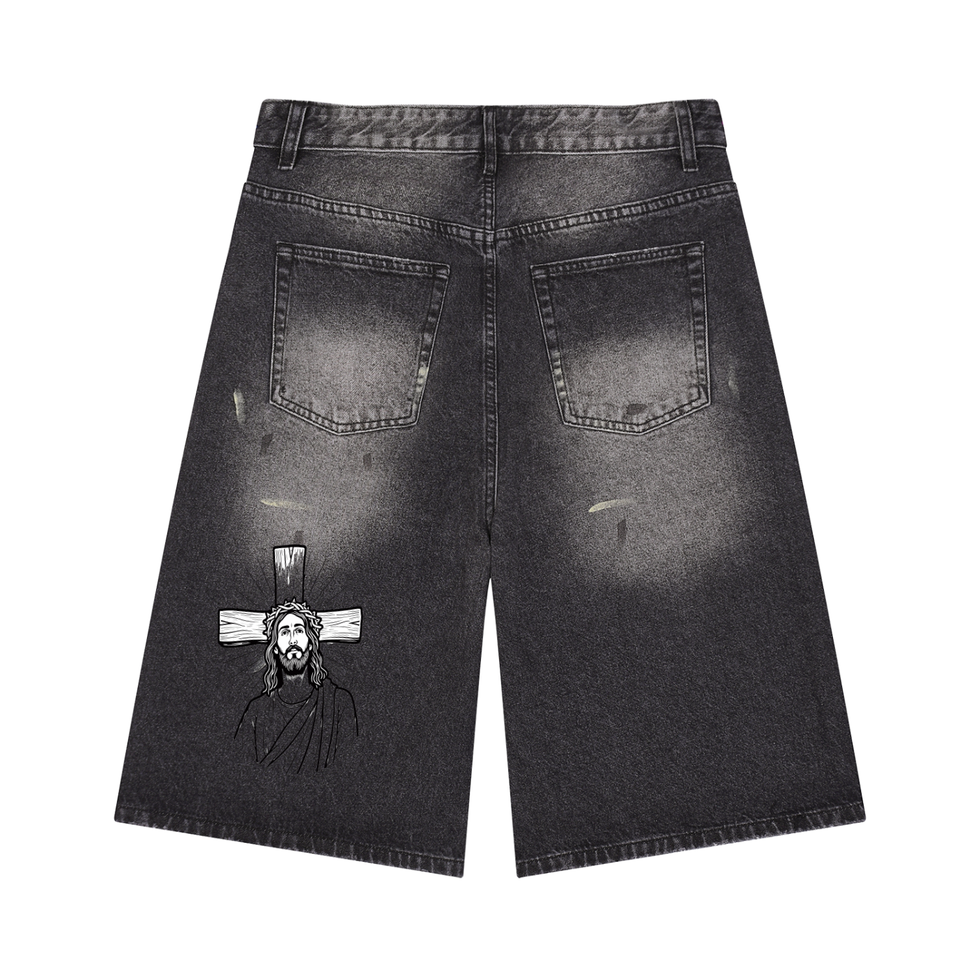 Men’s Vintage Wash Wide Leg Denim Shorts