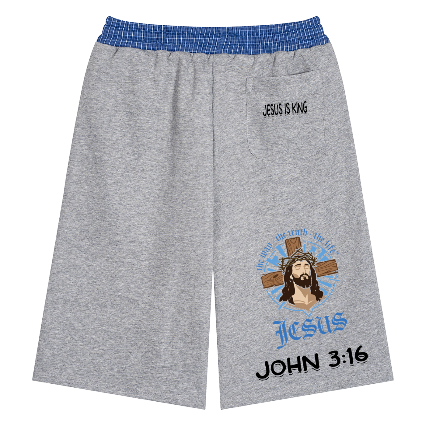 Unisex Plaid Waistband Shorts