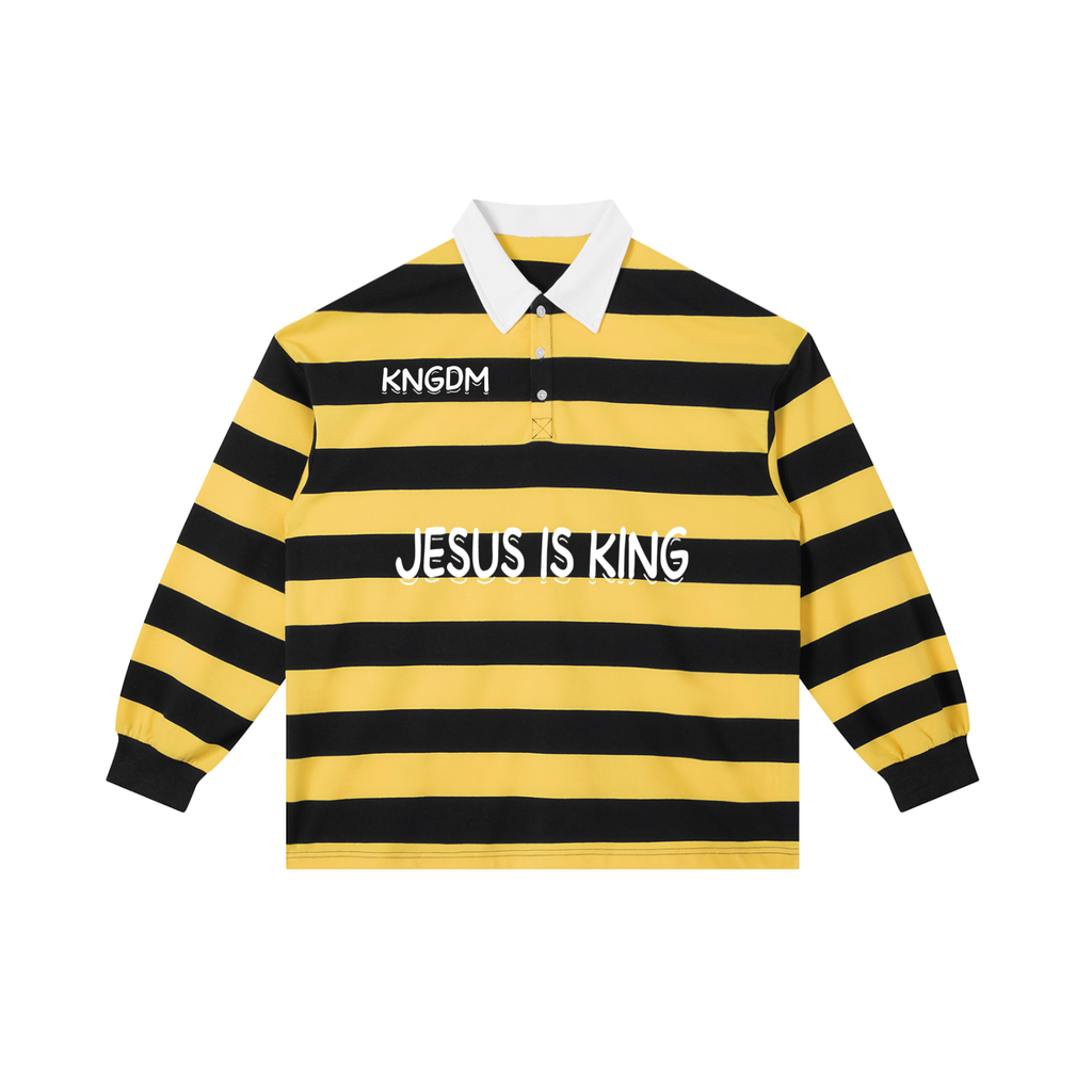 Jesus is king Black/yellow Stripe Polo Shirt