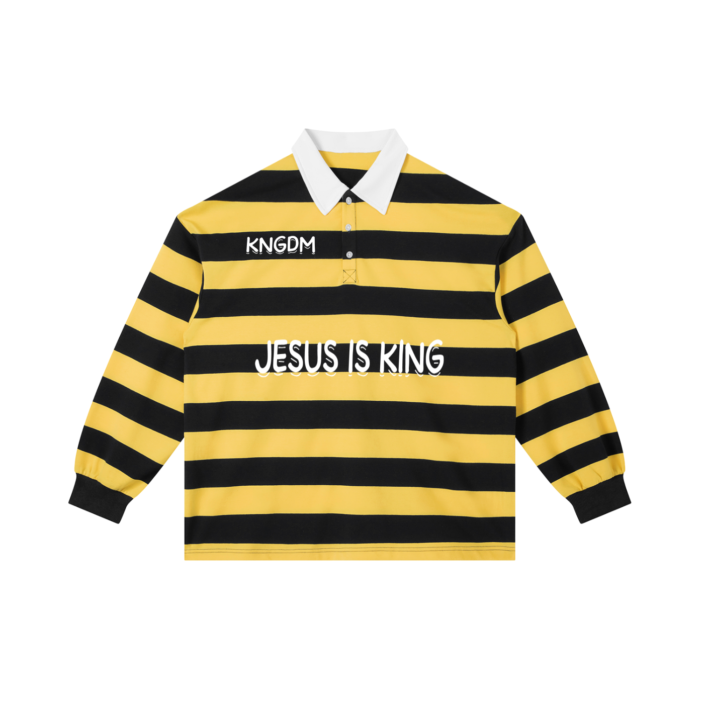 Jesus is king Black/yellow Stripe Polo Shirt