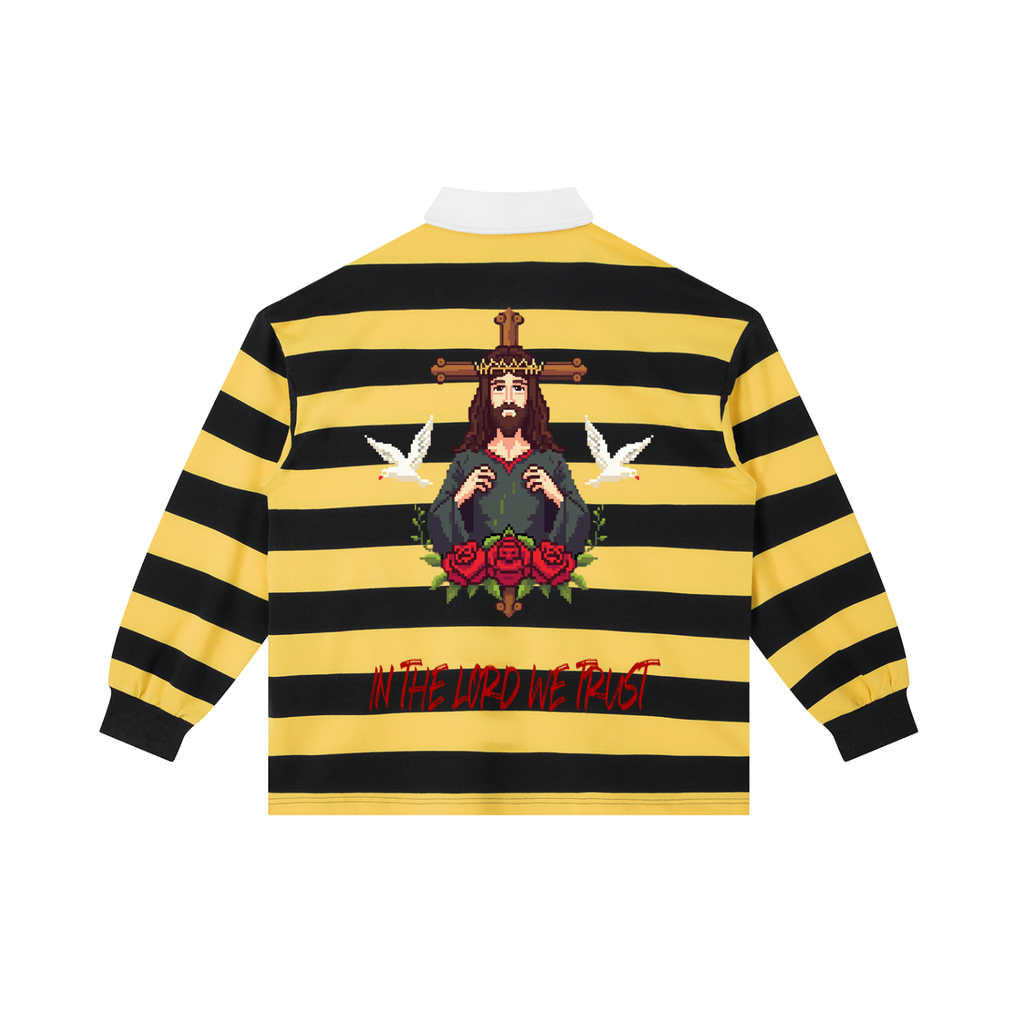 Jesus is king Black/yellow Stripe Polo Shirt