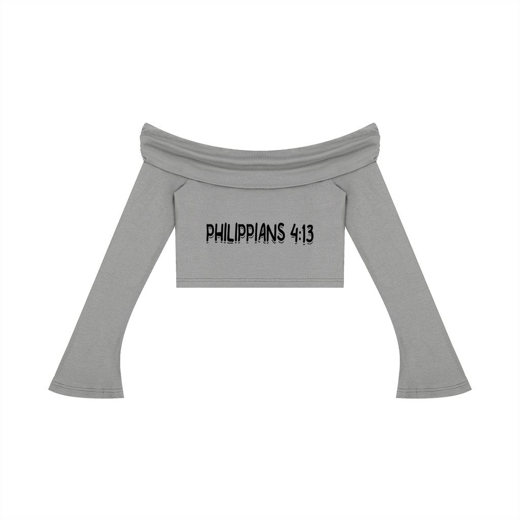 Women's Off-the-Shoulder Bell Sleeve Crop T-Shirt