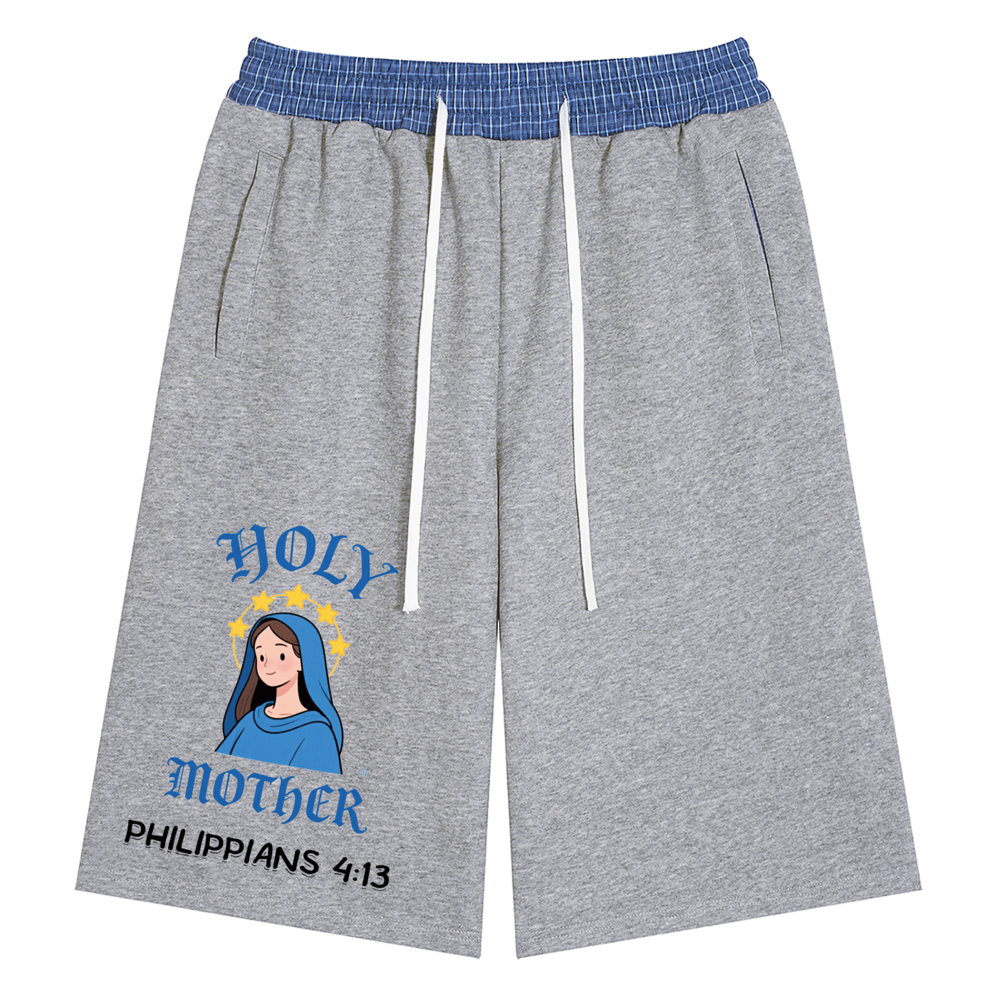 Unisex Plaid Waistband Shorts